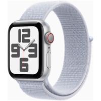 AppleWatch SE GPS + Cellular 44mm Aluminium Case met Blue Cloud Sport Loop Smartwatch Zilver