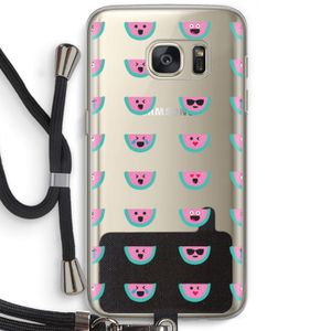 Smiley watermeloenprint: Samsung Galaxy S7 Transparant Hoesje met koord