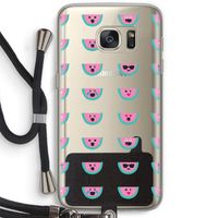 Smiley watermeloenprint: Samsung Galaxy S7 Transparant Hoesje met koord