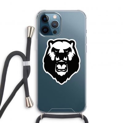 Angry Bear (white): iPhone 12 Pro Transparant Hoesje met koord