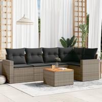 6-delige Loungeset met kussens poly rattan grijs 6-delige Loungeset met kussens poly rattan grijs