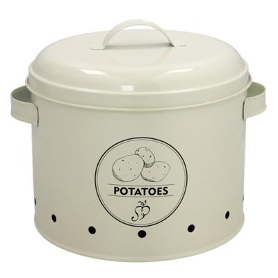 Gerimport Aardappel bewaar pot/blik - metaal - creme - 22 x 28 cm - voorraad/bewaar pot