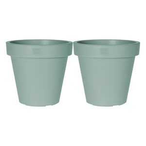 Plantenpot/bloempot - 2x - Tuin buiten - kunststof - mintgroen - D50 cm