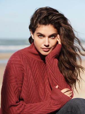 Grof gebreide trui met zigzag patroon