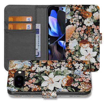 Dark Flowers Portemonnee Hoesje Google Pixel 9a Book Case