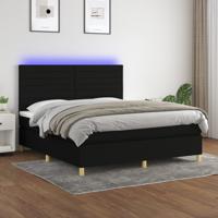 Boxspring met matras en LED stof zwart 180x200 cm