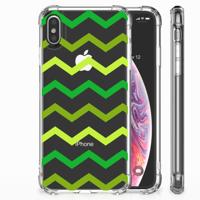 Apple iPhone Xs Max Doorzichtige Silicone Hoesje Zigzag Groen