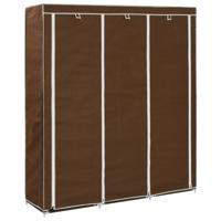 Kledingkast met vakken en stangen 150x45x175 cm stof bruin