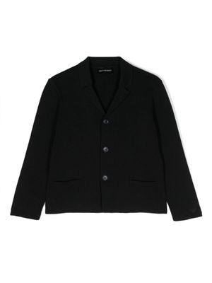 Emporio Armani Kids blazer boutonné à logo brodé - Bleu