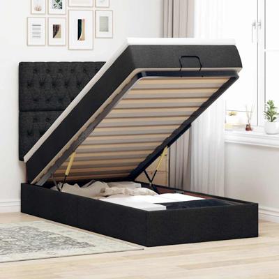 Bed met matras 100x200 cm stof zwart