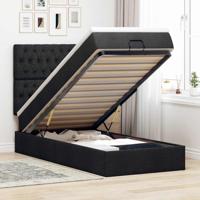 Bed met matras 100x200 cm stof zwart