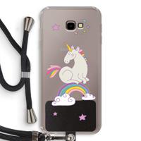 Regenboog eenhoorn: Samsung Galaxy J4 Plus Transparant Hoesje met koord
