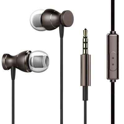 Sport koptelefoon 3.5 mm Jack oortelefoon Zweetbestendige stereo sterke bass muziek magneten headset met mic voor iPhone Samsung (grijs)