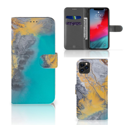 Apple iPhone 11 Pro Max | Bookcase | Marble Blue Gold