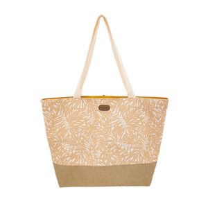 Strandtas palmbladeren geel 37 x 39 cm