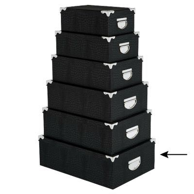 5Five Opbergdoos/box - 3x - zwart - L48 x B33.5 x H16 cm - Stevig karton - Crocobox 5Five Opbergdoos/box - 3x - zwart - L48 x B33.5 x H16 cm - Stevig karton - Crocobox
