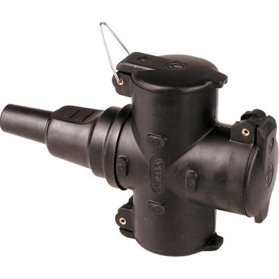 Rubberen 3 voudige wcd met hangkoppeling zwart IP44