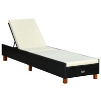 Ligbed met kussen poly rattan zwart - thumbnail