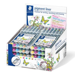 Staedtler Pigment Liner fijnschrijver Extra fijn Bruin, Grijs, Lichtblauw, Lichtgroen, Magenta, Geel 6 stuk(s)