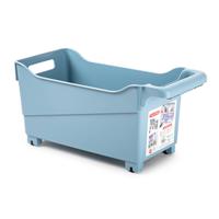 Plasticforte opberg Trolley Container - ijsblauw - op wieltjes - L38 x B18 x H18 cm - kunststof - Opberg trolley