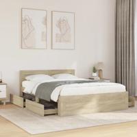 Bedframe met hoofdeinde bewerkt hout sonoma eiken 120x200 cm