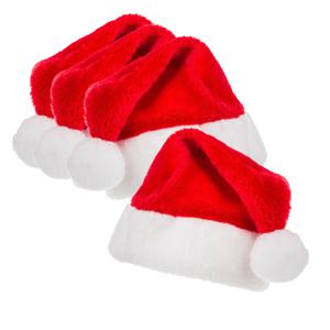 Feeric Kerstmutsen - 4x - rood - 29 x 15 x 35 cm - polyester - voor kinderen