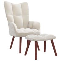 Relaxstoel met voetenbank fluweel crmewit Relaxstoel met voetenbank fluweel crmewit