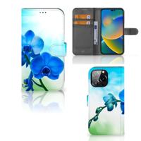 iPhone 14 Pro Max Hoesje Orchidee Blauw - Cadeau voor je Moeder iPhone 14 Pro Max Hoesje Orchidee Blauw - Cadeau voor je Moeder