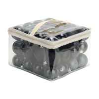 48x stuks kunststof kerstballen zwart 6 cm in opbergtas/opbergbox   -