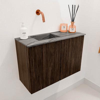 Toiletmeubel Mondiaz Joya Dlux | 60 cm | Meubelkleur Walnut | Faye wastafel Sombra Wasbak Links | Zonder kraangat(en)