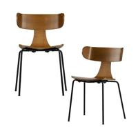 BePureHome Form Eetkamerstoelen - Hout - Bruin - Set van 2