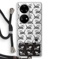 Zwarte poes: Huawei P50 Pro Transparant Hoesje met koord