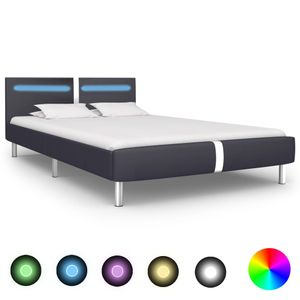 Bedframe met LED kunstleer zwart 140x200 cm