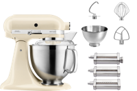 KitchenAid 5KSM185PSEAC Amandelwit + Pastaroller en -snijderset (3-delig)