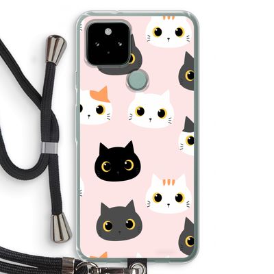 Katten: Pixel 5 Transparant Hoesje met koord