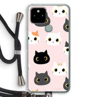 Katten: Pixel 5 Transparant Hoesje met koord