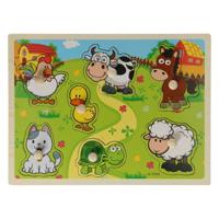 Lobbes Houten noppenpuzzel boerderijdieren, 7st.