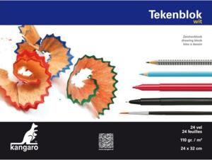 Kangaro tekenblok A4+ 110 gram 24 vel wit