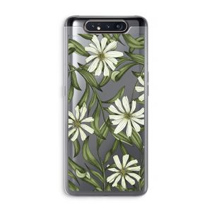 Wit bloemenpatroon: Samsung Galaxy A80 Transparant Hoesje