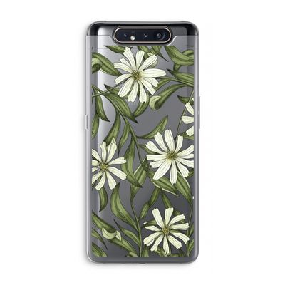 Wit bloemenpatroon: Samsung Galaxy A80 Transparant Hoesje