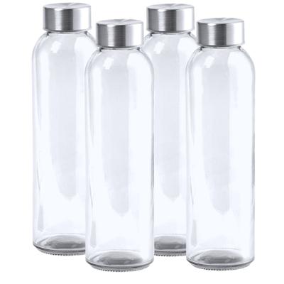 Waterfles/drinkfles AQUAMAN - 6x - glas - transparant - met RVS dop - 500 ml - Sportfles - Bidon