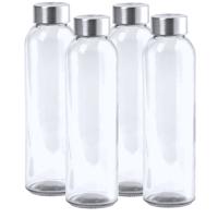 Waterfles/drinkfles AQUAMAN - 6x - glas - transparant - met RVS dop - 500 ml - Sportfles - Bidon