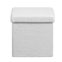 Leen Bakker - Opbergbox Teddy - Opvouwbaar - Off-white - 37,5x38x38 Cm - Polyester/MDF/Teddy - Wit