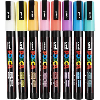 Uni-Posca Posca marker, afm pc-3m, lijndikte 0,9 - 1,3 mm, fijn, diverse kleuren, 8 div/ 1 doos