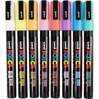 Uni-Posca Posca marker, afm pc-3m, lijndikte 0,9 - 1,3 mm, fijn, diverse kleuren, 8 div/ 1 doos