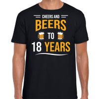 Cheers and beers 18 jaar verjaardag cadeau t-shirt zwart voor heren