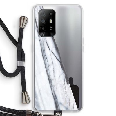 Gestreepte marmer: Oppo A94 5G Transparant Hoesje met koord