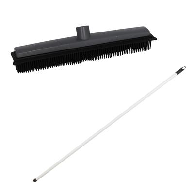 Bezemsteel en Bezemkop - L120 cm - rubber/metaal - wit - schoonmaken - binnen