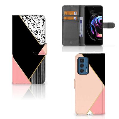 Motorola Edge 20 Pro | Book Case | Zwart Roze Vormen