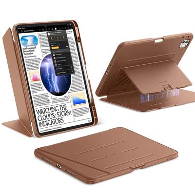 iPad Pro 13" (2024) Flip Magnetic Case with Pencil Holder - Brown